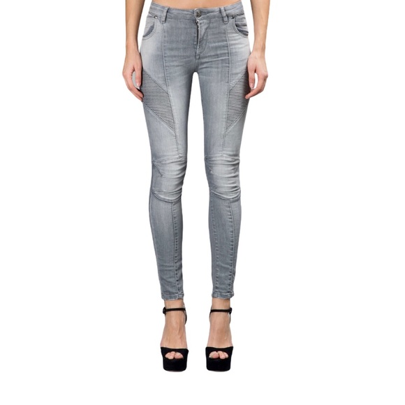 Balmain Denim - Pierre Balmain Stone Wash Distressed Biker Denim